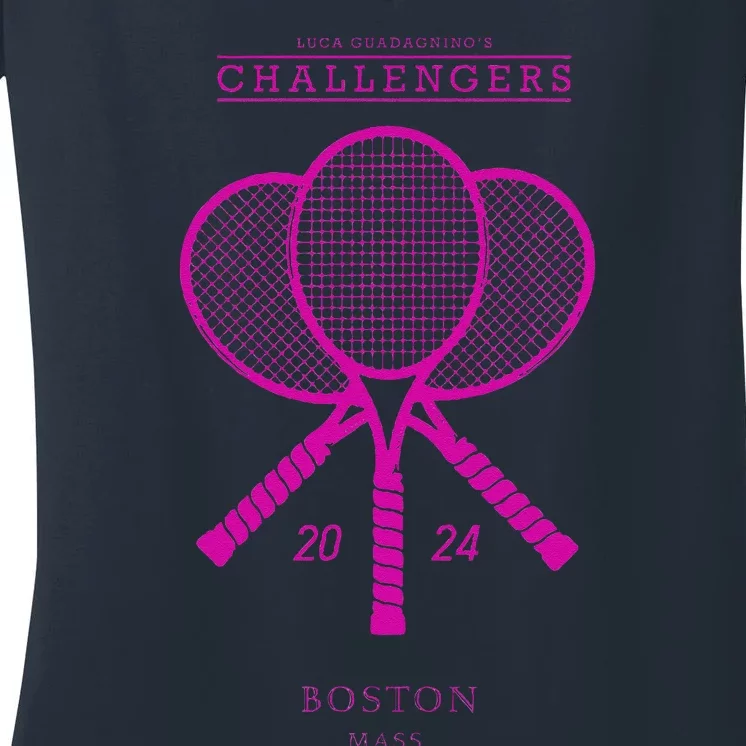 Pink Tennis Rackets Challengers Movie Women's V-Neck T-Shirt