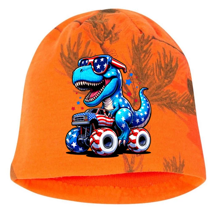 Patriotic T Rex Riding Monster Truck Kati - Camo Knit Beanie