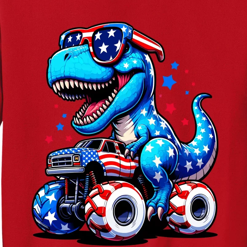 Patriotic T Rex Riding Monster Truck Sweatshirt