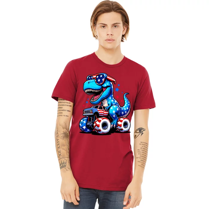 Patriotic T Rex Riding Monster Truck Premium T-Shirt