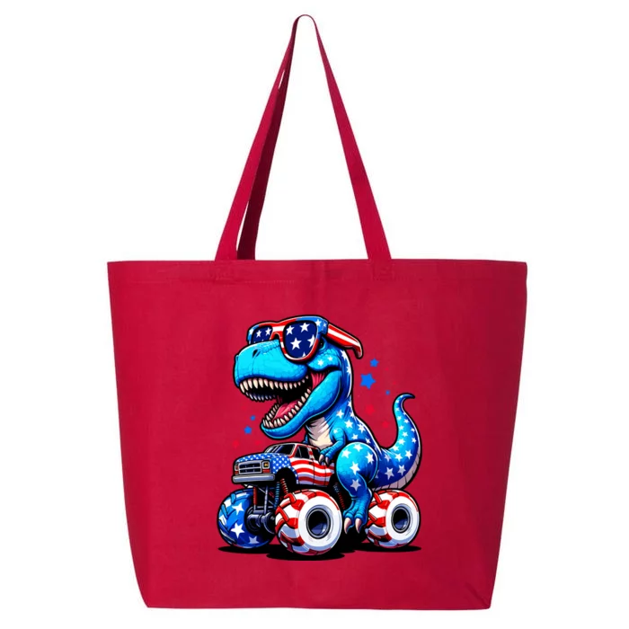 Patriotic T Rex Riding Monster Truck 25L Jumbo Tote