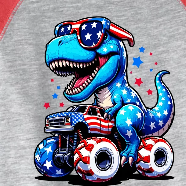 Patriotic T Rex Riding Monster Truck Toddler Fine Jersey T-Shirt