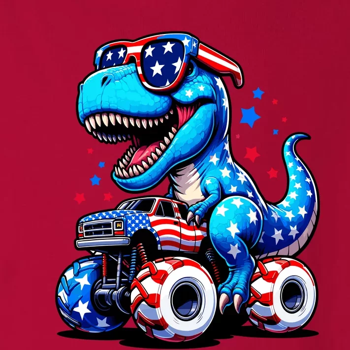 Patriotic T Rex Riding Monster Truck Toddler Long Sleeve Shirt