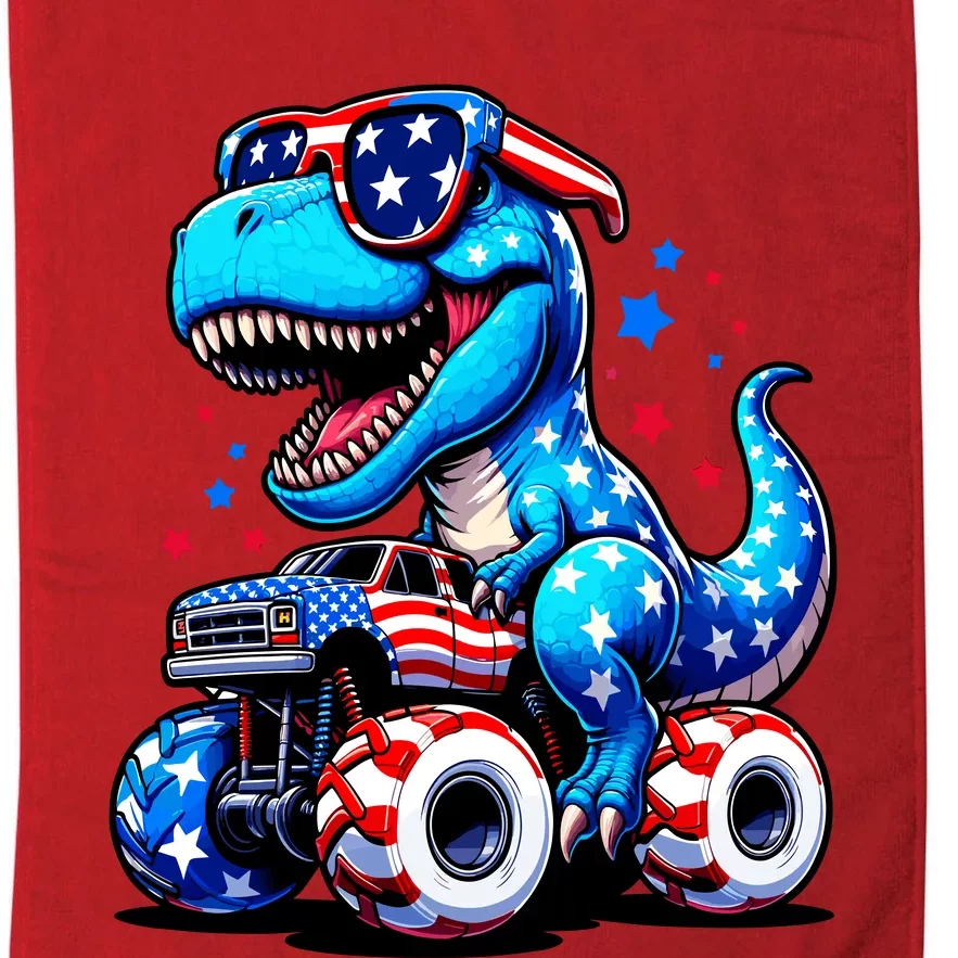 Patriotic T Rex Riding Monster Truck Platinum Collection Golf Towel