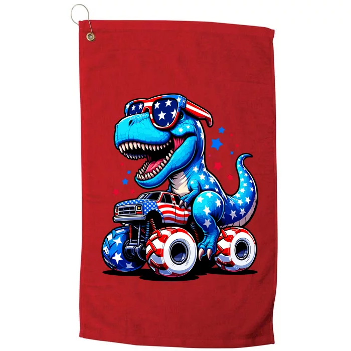 Patriotic T Rex Riding Monster Truck Platinum Collection Golf Towel