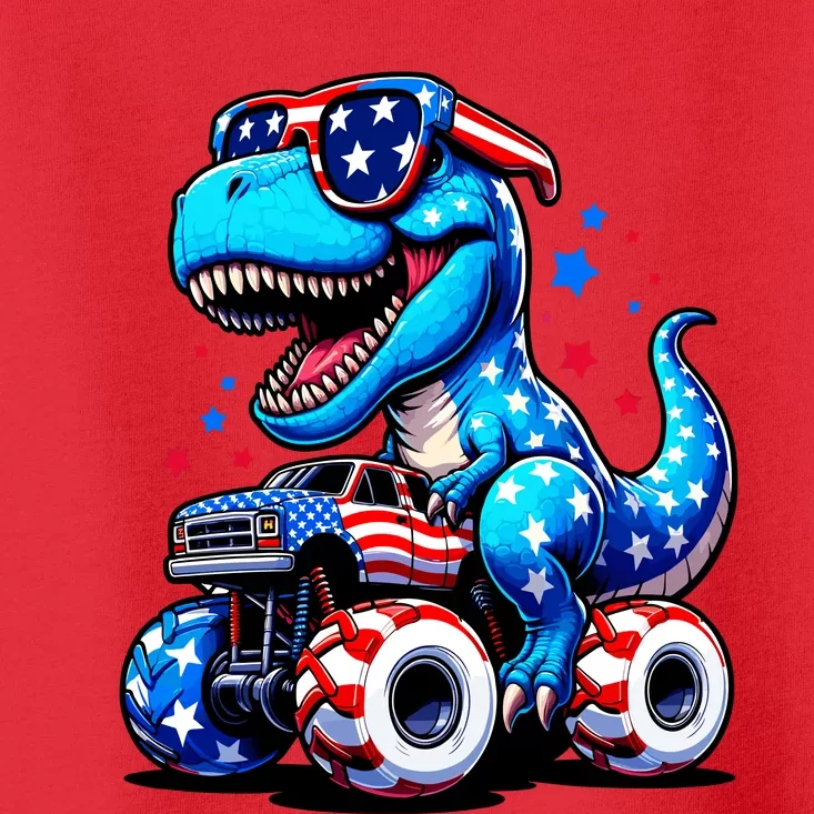 Patriotic T Rex Riding Monster Truck Toddler T-Shirt