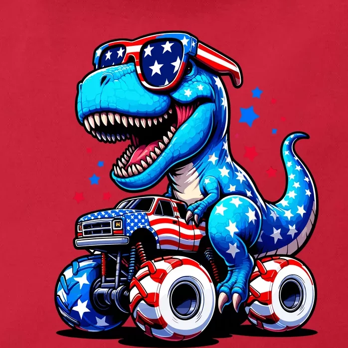 Patriotic T Rex Riding Monster Truck Zip Tote Bag