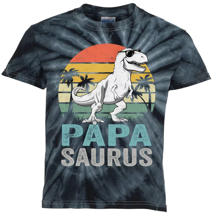 Papasaurus T Rex Dinosaur Papa Saurus Family Matching Hoodie Kids Tie-Dye T-Shirt