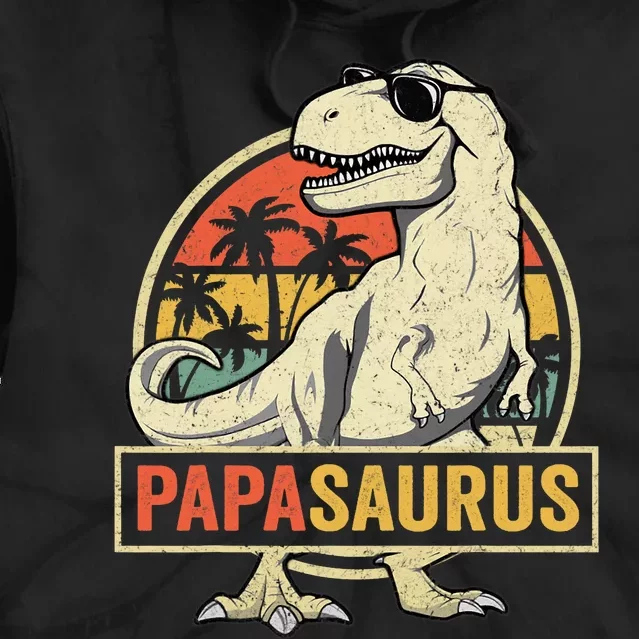 Papasaurus T Rex Dinosaur Papa Saurus Family Matching Tie Dye Hoodie