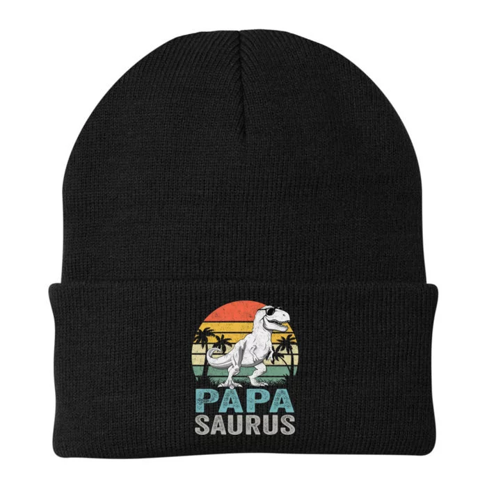 Papasaurus T Rex Dinosaur Papa Saurus Family Matching Knit Cap Winter Beanie