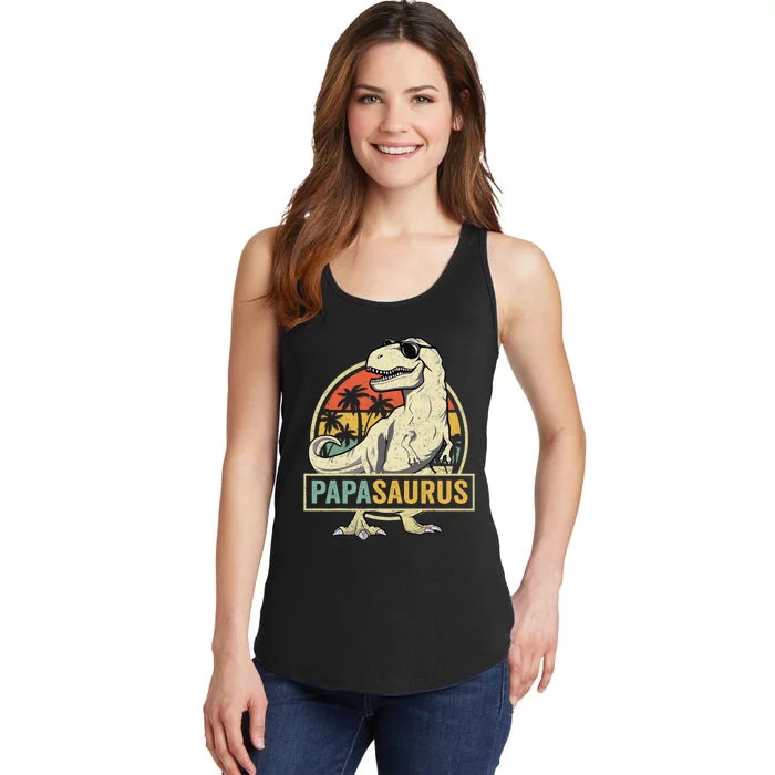 Papasaurus T Rex Dinosaur Papa Saurus Family Matching Ladies Essential Tank