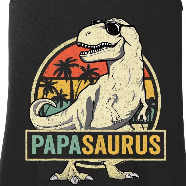 Papasaurus T Rex Dinosaur Papa Saurus Family Matching Ladies Essential Tank