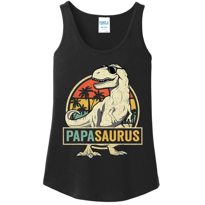 Papasaurus T Rex Dinosaur Papa Saurus Family Matching Ladies Essential Tank