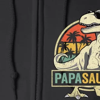 Papasaurus T Rex Dinosaur Papa Saurus Family Matching Full Zip Hoodie