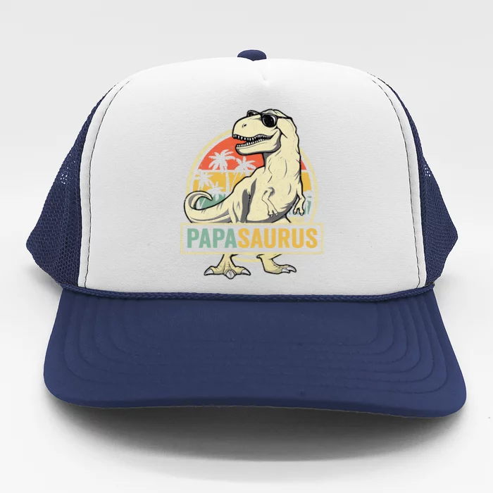 Papasaurus T Rex Dinosaur Papa Saurus Family Matching Trucker Hat