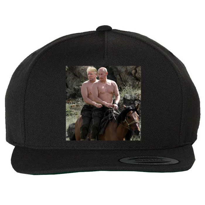 Putin Trump Riding Horse | Russia Tee Wool Snapback Cap