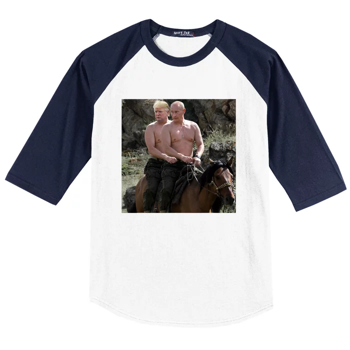 Putin Trump Riding Horse | Russia Tee Baseball Sleeve Shirt