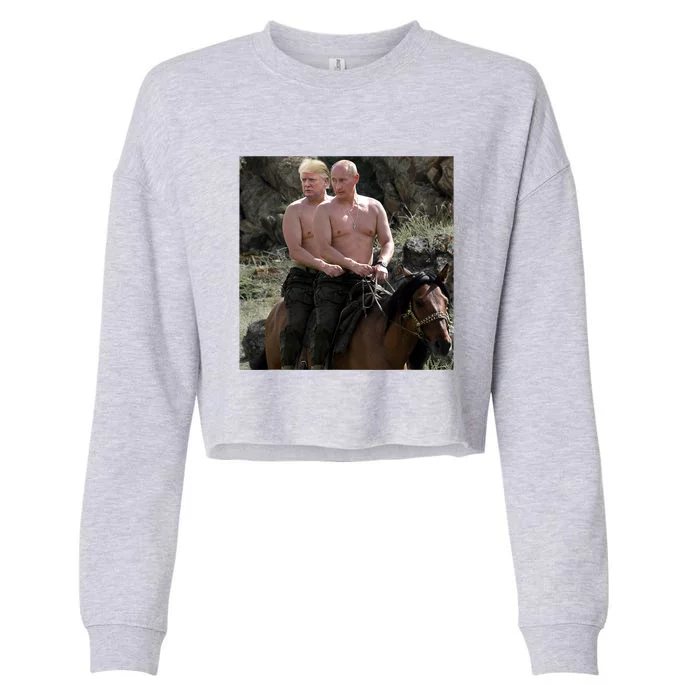 Putin Trump Riding Horse | Russia Tee Cropped Pullover Crew