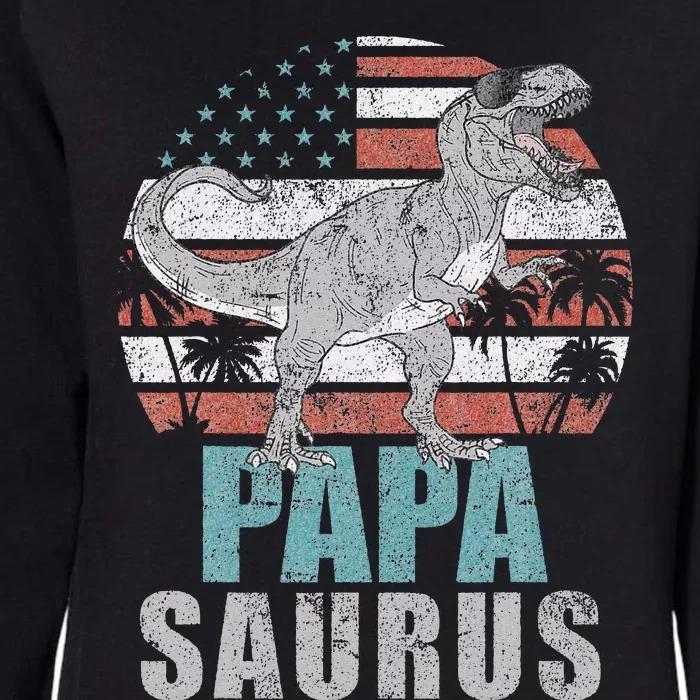 Papasaurus T Rex Dinosaur Papa Saurus American Flag Gift Womens California Wash Sweatshirt