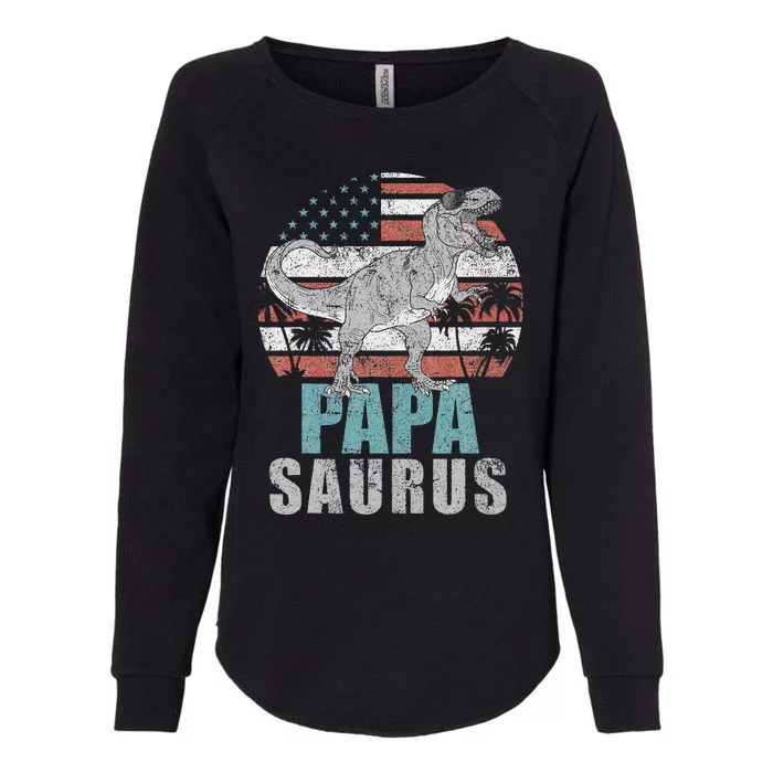 Papasaurus T Rex Dinosaur Papa Saurus American Flag Gift Womens California Wash Sweatshirt