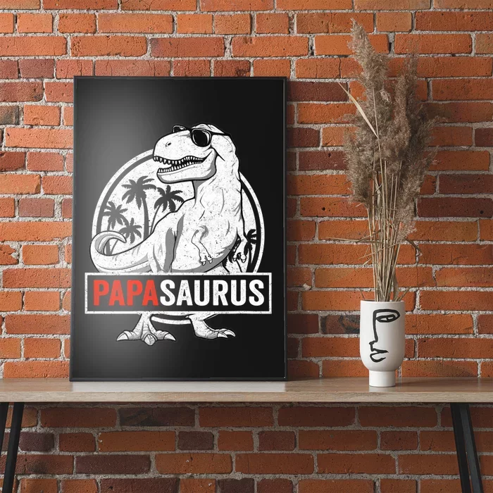 Papasaurus T Rex Dinosaur Papa Saurus Family Matching Vneck Poster