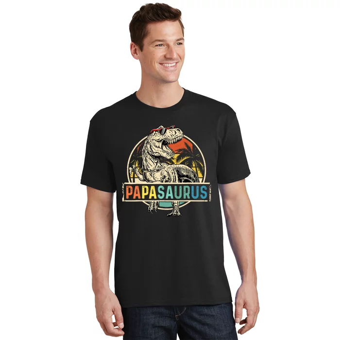 Papasaurus T Rex Papa Dinosaur Grandpa Saurus Fathers Day T-Shirt