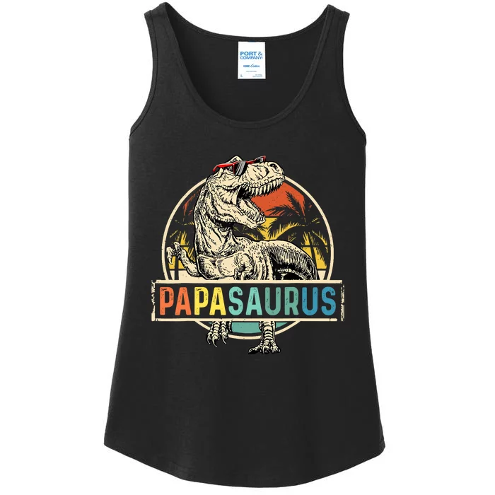 Papasaurus T Rex Papa Dinosaur Grandpa Saurus Fathers Day Ladies Essential Tank