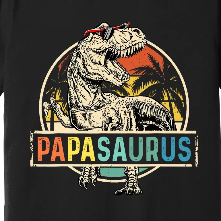 Papasaurus T Rex Papa Dinosaur Grandpa Saurus Fathers Day Premium T-Shirt