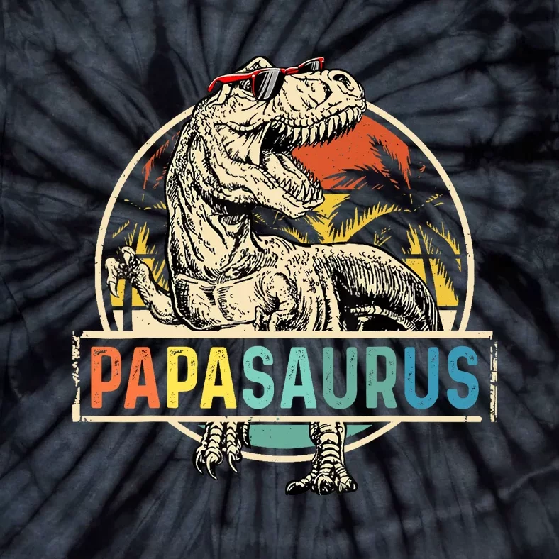 Papasaurus T Rex Papa Dinosaur Grandpa Saurus Fathers Day Tie-Dye T-Shirt