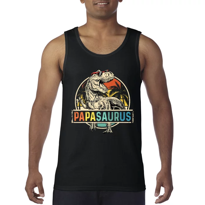 Papasaurus T Rex Papa Dinosaur Grandpa Saurus Fathers Day Tank Top