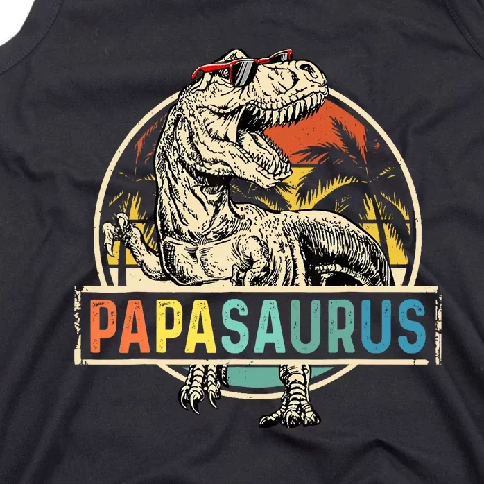 Papasaurus T Rex Papa Dinosaur Grandpa Saurus Fathers Day Tank Top