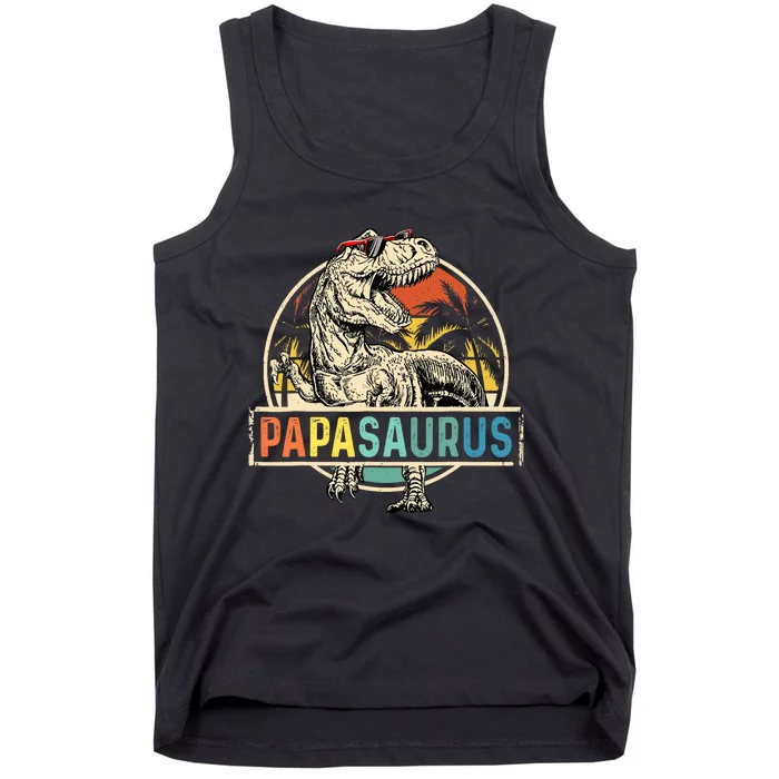 Papasaurus T Rex Papa Dinosaur Grandpa Saurus Fathers Day Tank Top