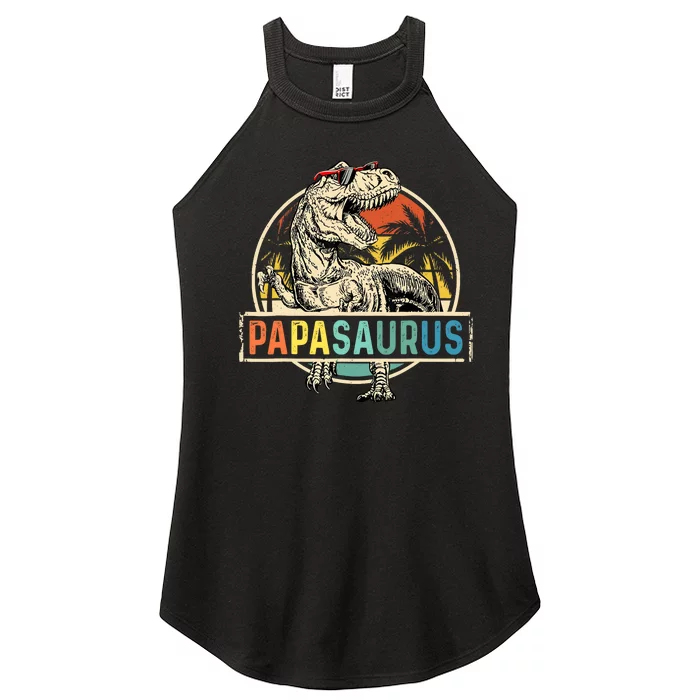 Papasaurus T Rex Papa Dinosaur Grandpa Saurus Fathers Day Women’s Perfect Tri Rocker Tank