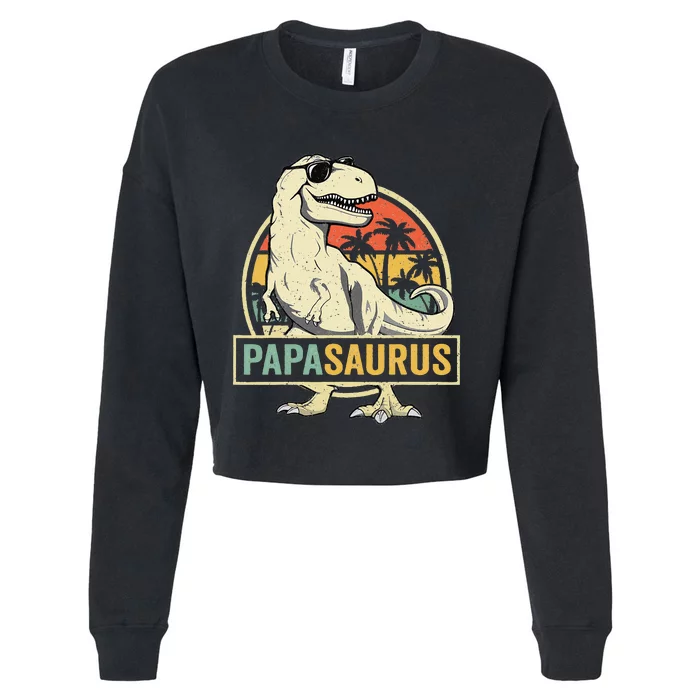 Papasaurus T Rex Dinosaur Papa Saurus Family Matching Cropped Pullover Crew