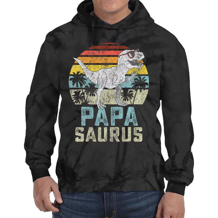 Papasaurus T Rex Dinosaur Papa Saurus Family Matching Tie Dye Hoodie