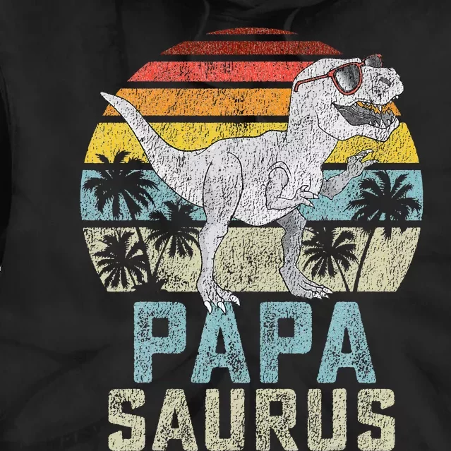 Papasaurus T Rex Dinosaur Papa Saurus Family Matching Tie Dye Hoodie