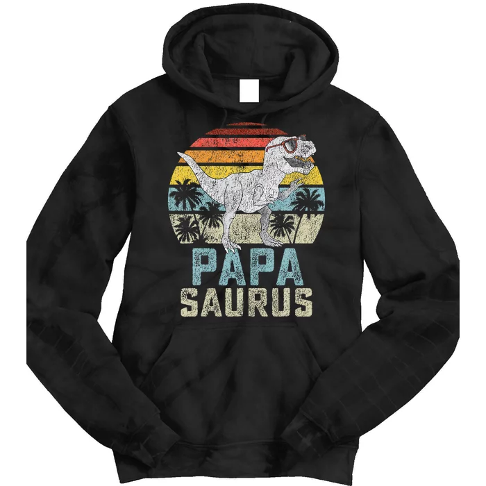 Papasaurus T Rex Dinosaur Papa Saurus Family Matching Tie Dye Hoodie