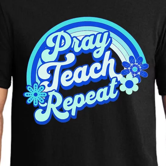 Pray Teach Repeat Groovy Back To School Christian Homeschool Pajama Set