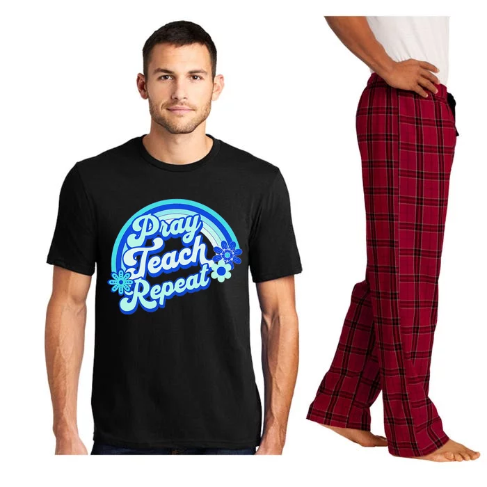 Pray Teach Repeat Groovy Back To School Christian Homeschool Pajama Set