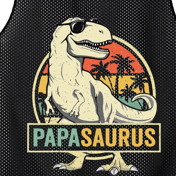 Papasaurus T Rex Dinosaur Papa Saurus Family Matching Mesh Reversible Basketball Jersey Tank