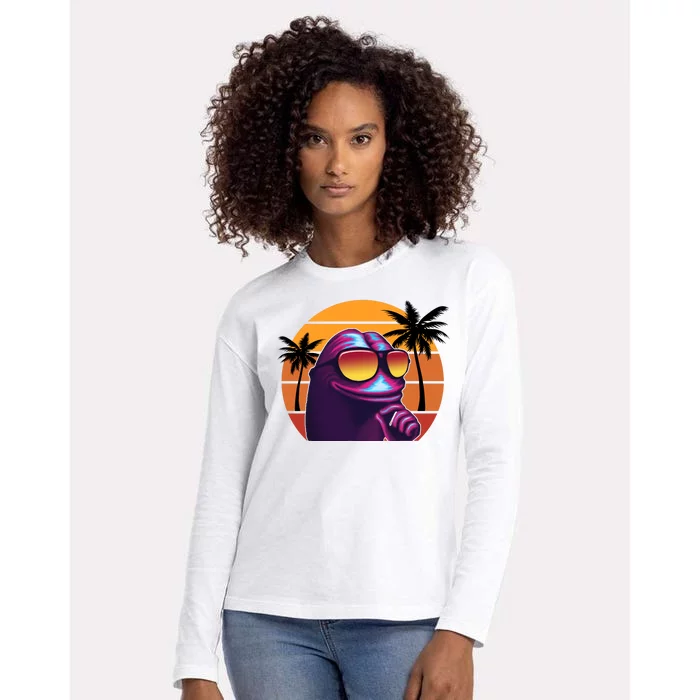 Pepe Tropical Retro Sunset Womens Cotton Relaxed Long Sleeve T-Shirt