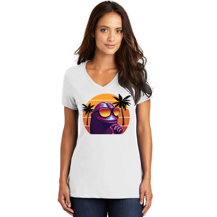 Pepe Tropical Retro Sunset Women's V-Neck T-Shirt