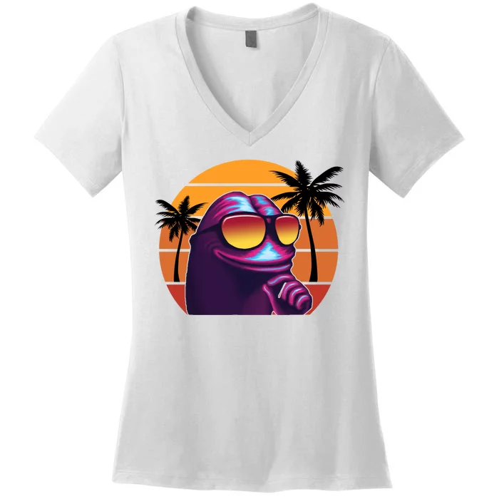 Pepe Tropical Retro Sunset Women's V-Neck T-Shirt