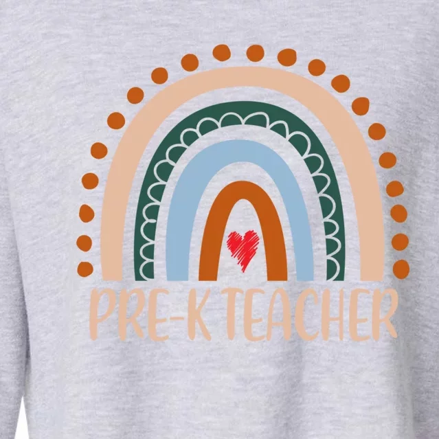 Pregiftk Teacher Rainbow Appreciation Day Hello Back To School Cute Gift Cropped Pullover Crew