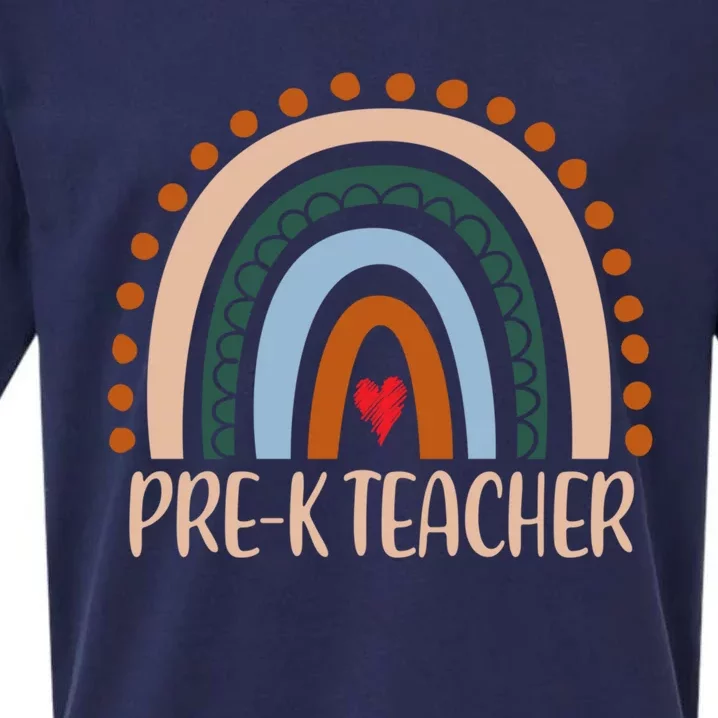 Pregiftk Teacher Rainbow Appreciation Day Hello Back To School Cute Gift Sueded Cloud Jersey T-Shirt