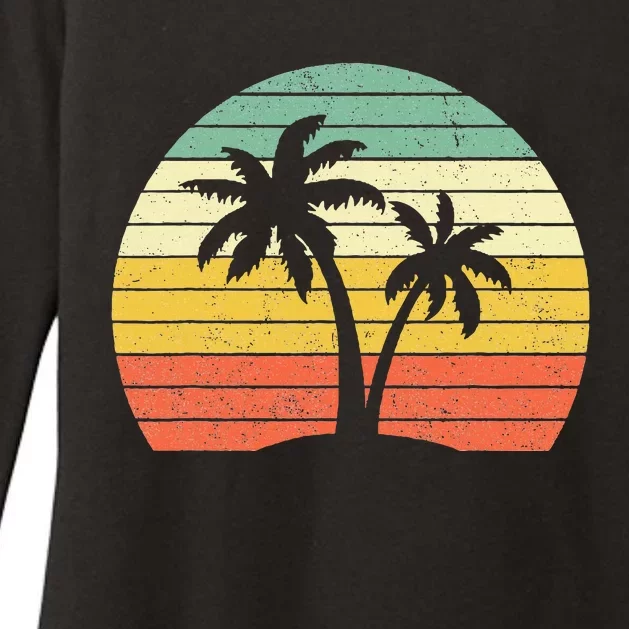 Palm Tree Retro Tropical Beach Womens CVC Long Sleeve Shirt