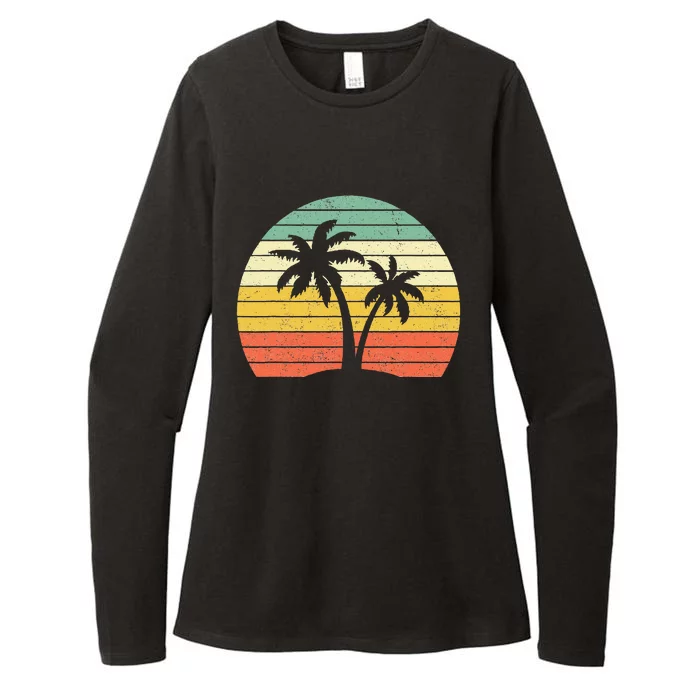 Palm Tree Retro Tropical Beach Womens CVC Long Sleeve Shirt