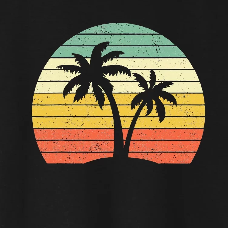 Palm Tree Retro Tropical Beach Women's Crop Top Tee