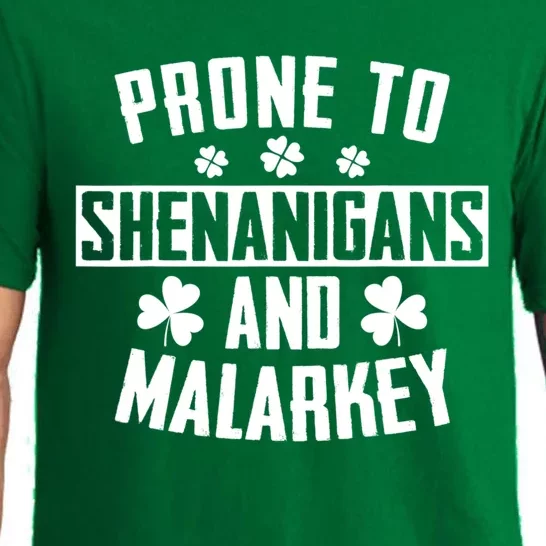 Prone To Shenanigans And Malarkey Irish Shamrock Leprechaun Pajama Set