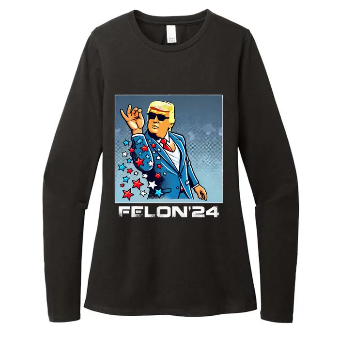 Patriotic Trump Salt Sprinkle Voting For The Felon 2024 Womens CVC Long Sleeve Shirt